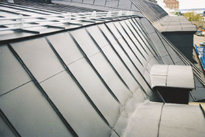 Bild 12:40. Glöm inte att kontrollera vinkelrännor bakom takkupor, även om taket har en brant lutning. Foto: Torbjörn Osterling.