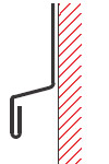 Figur10:10. Utknäckt kant och lodrät droppkant med omslag. Används för att skydda underliggande fasad.