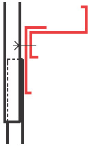 Figur10:43. Rörligt ändöverlapp. Används som tvärgående skarv mellan trapetsprofilerade plåtar på vägg där rörelsemån krävs. 