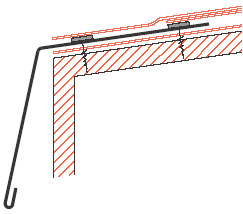 Figur10:70. Anslutning av tätskiktsmatta eller takduk till fotplåt vid taksprång. 
